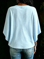 Women's Fashion Casual Loose-fit V-neck Ruffles Cotton Shirt