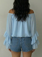 Women's Elegant Ruffle Chiffon Off-The-Shoulder Dress