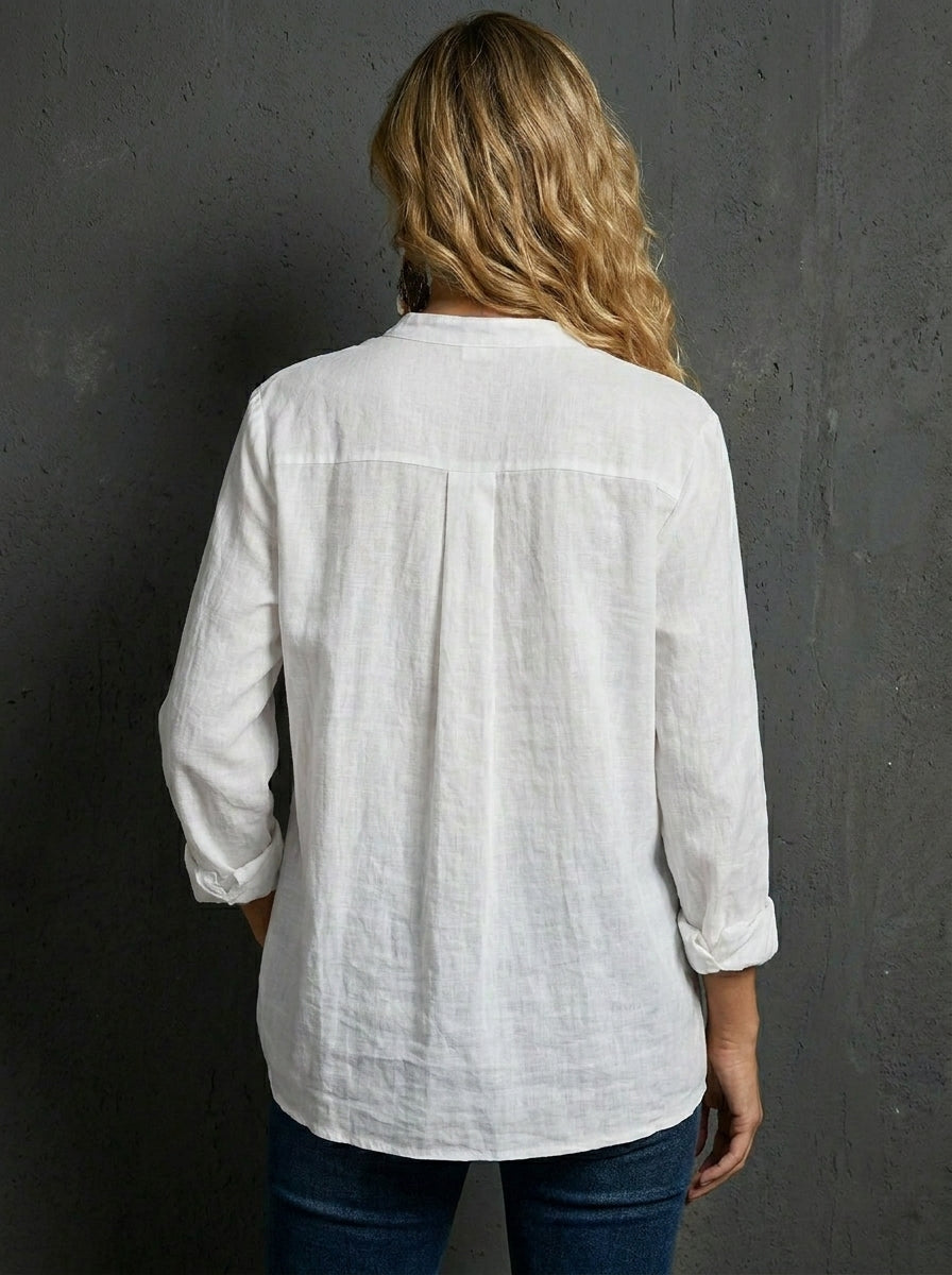 Women's Casual Cotton And Linen Shirt