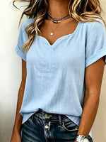 Women's Casual Short-sleeve Cotton-linen Shirt