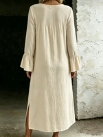 Women's Casual Retro Grace Square Neckline Cotton Linen Dress